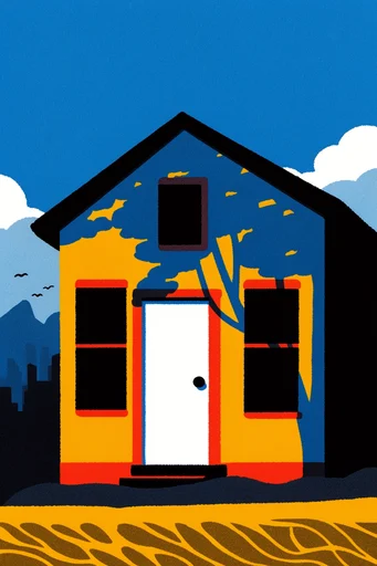 Graphic Minimalist Serigraph style AI image example 4