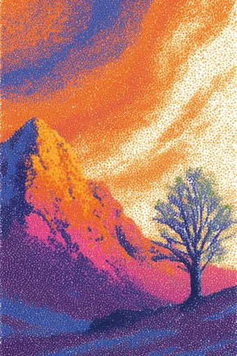 Luminous Thermal Pointillism style AI image example 2