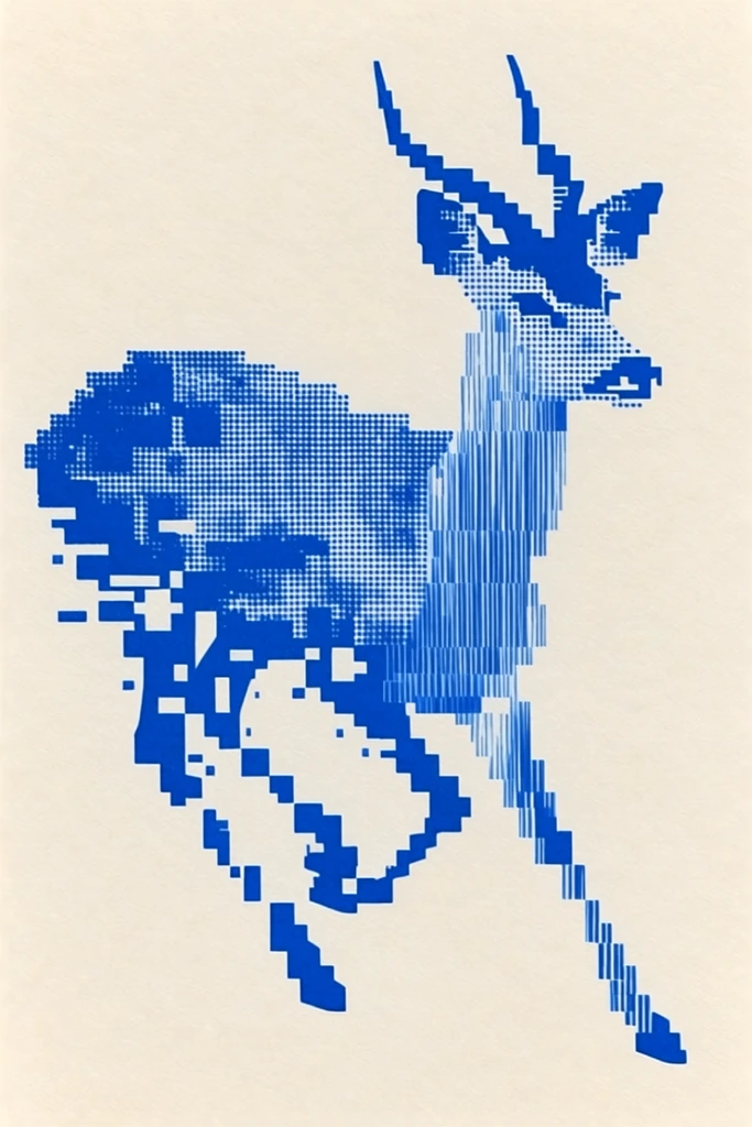 Digital Risograph Minimalism style AI image example 3