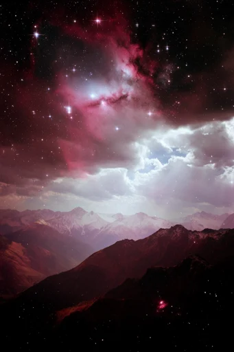 Ethereal Cosmic Luminescence style reference image — analog film grain