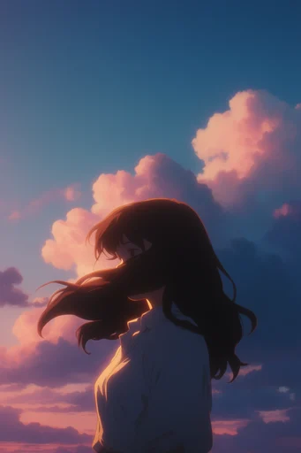 Nostalgic Summer Anime style reference image — graphic silhouettes
