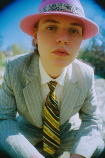 Hyper-Vivid Surrealist Streetwear style reference image — bright clear blue sky