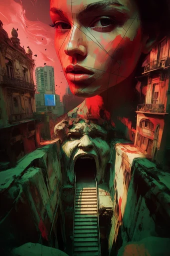 Hyper-Gothic Digital Noir style reference image — surreal horror
