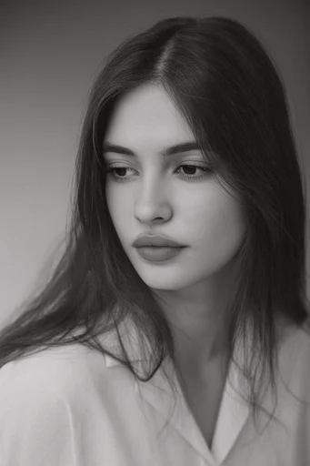 Timeless Monochrome Minimalism style reference image — sculpted facial features