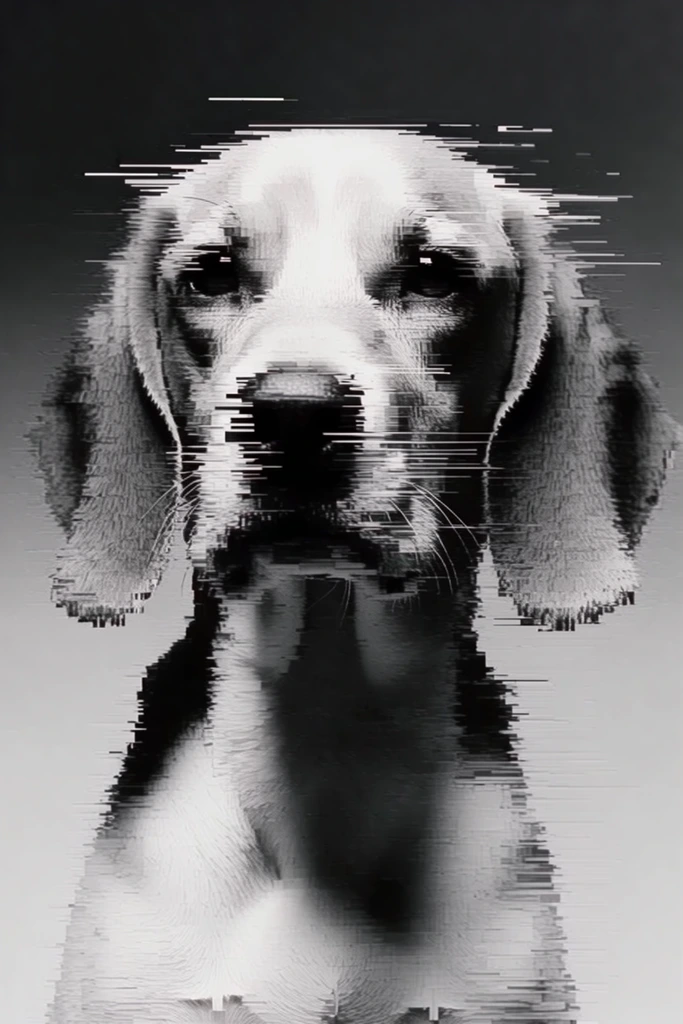 Monochrome Glitch Abstraction style AI image example 3