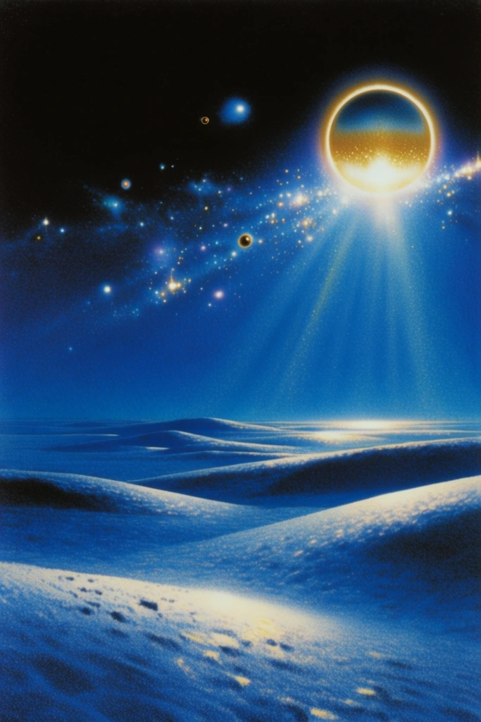 Prismatic Cosmic Retro-Surrealism style AI image example 2