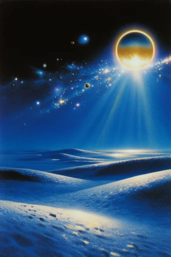 Prismatic Cosmic Retro-Surrealism style AI image example 2