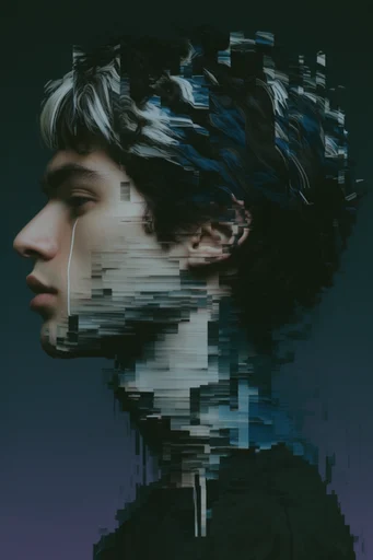 Surreal Digital Disintegration moodboard — generate AI images in this style