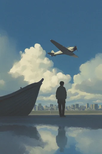 Ethereal Surreal Skybound style reference image — aged canvas aesthetic