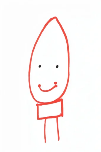 Minimalist Red Ink Whimsy style reference image — whimsical hand-drawn style