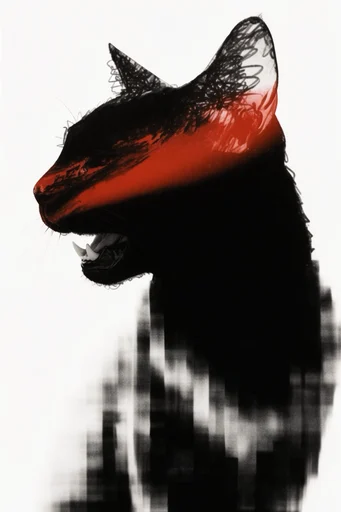Crimson Glitch Avant-Garde style reference image — vertical slit-scan distortion