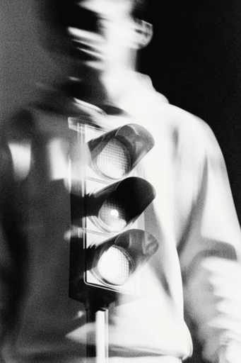 Visceral Spectral Noir style reference image — heavy tactile film grain