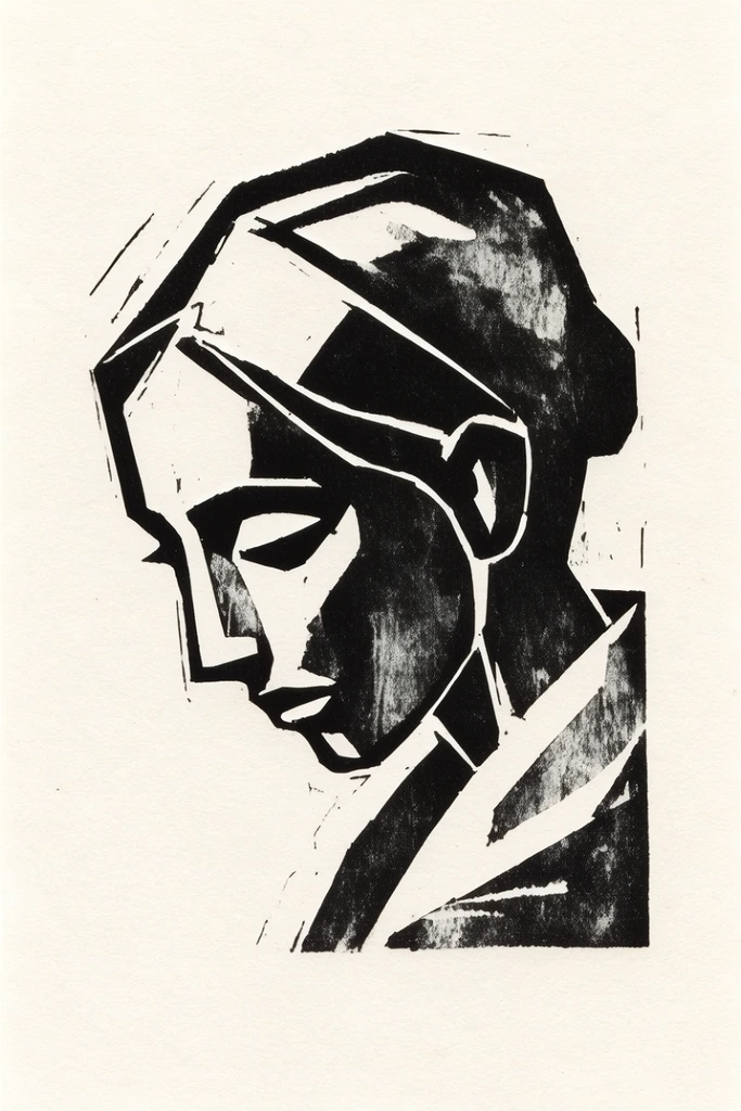Monochrome Print Noir style AI image example 1