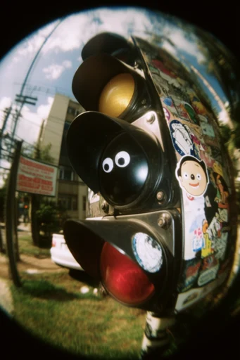 Distorted Urban Nostalgia style reference image — circular vignette