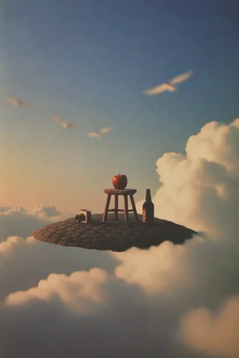 Nostalgic Surreal Solitude style reference image — heavy analog film grain
