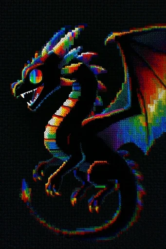 Synthetic Glitch Core style reference image — high-contrast neon