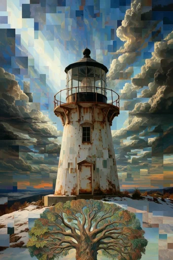 Recursive Voxel Surrealism style reference image — atmospheric pastel gradients