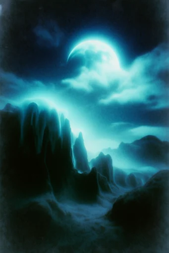 Luminescent Indigo Nocturne style reference image — bioluminescent cyan glow