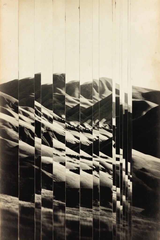 Fragmented Monochrome Surrealism style AI image example 2