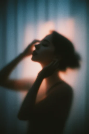 Cinematic Liminal Haze style reference image — deep teal and amber palette