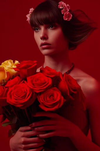 Monochromatic Crimson Avant-Garde style reference image — striking graphic composition