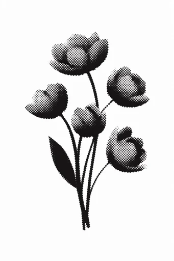 Monochrome Halftone Graphic style reference image — minimalist graphic design