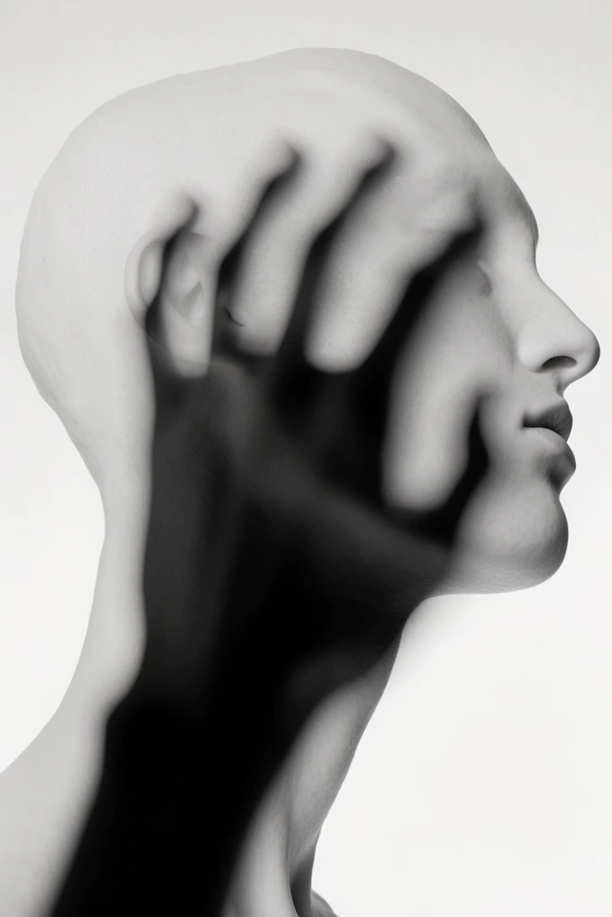 Monochrome Surrealist Duality style AI image example 1