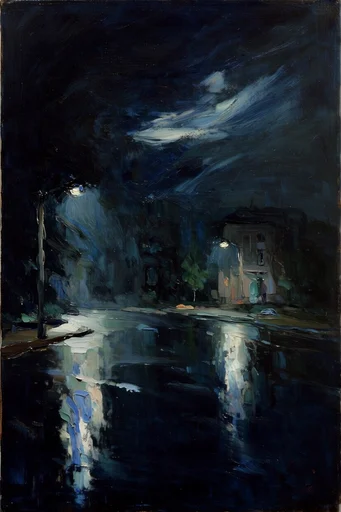 Nocturnal Impasto Melancholy style reference image — heavy impasto oil painting