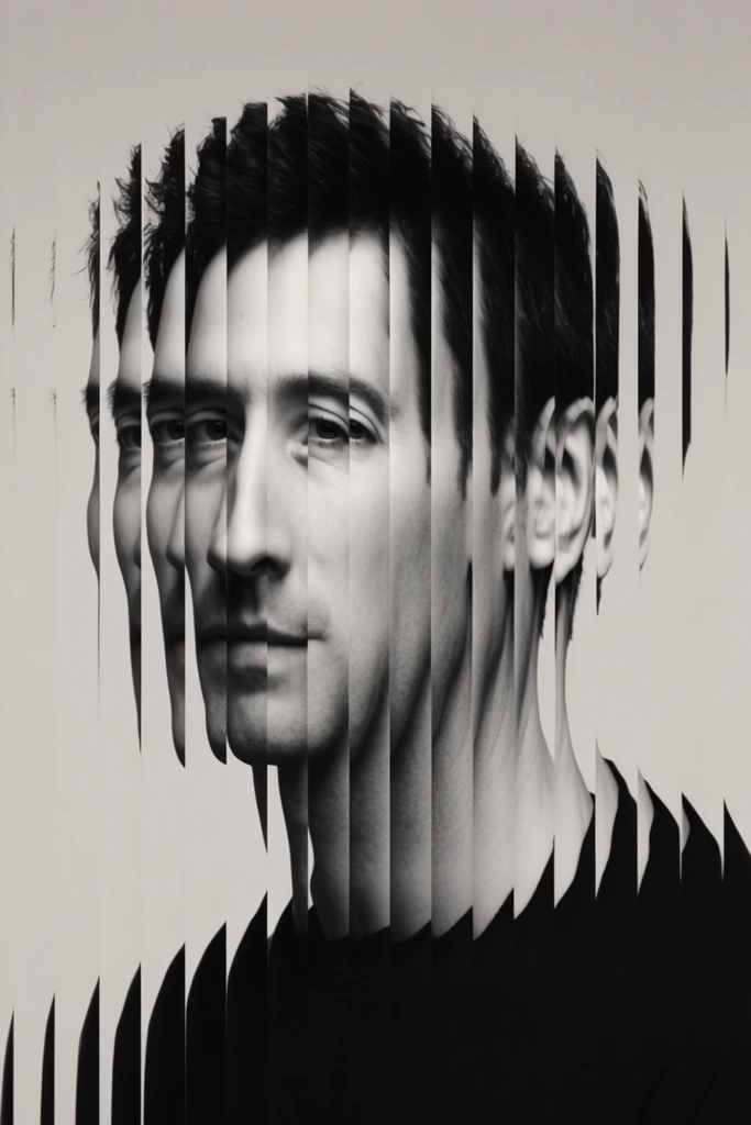Fragmented Monochrome Surrealism style AI image example 1