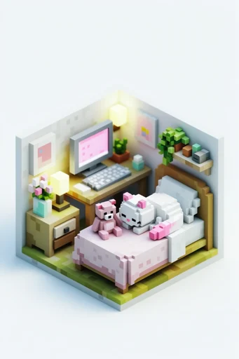 Cozy Pastel Voxel style reference image — cute blocky design