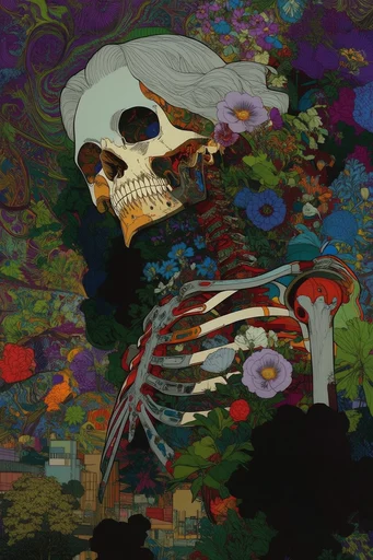 Luminous Gothic Maximalism style reference image — maximalist botanical tapestry