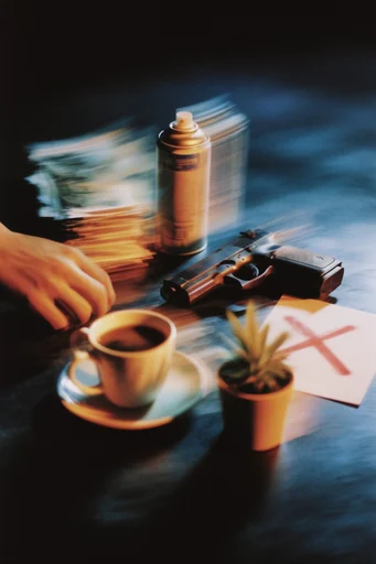 Ethereal Kinetic Noir style reference image — analog film grain