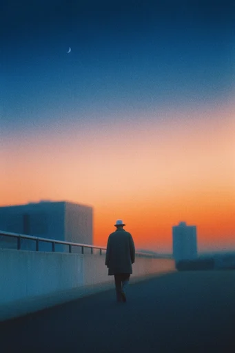 Nostalgic Analog Surrealism style reference image — heavy film grain