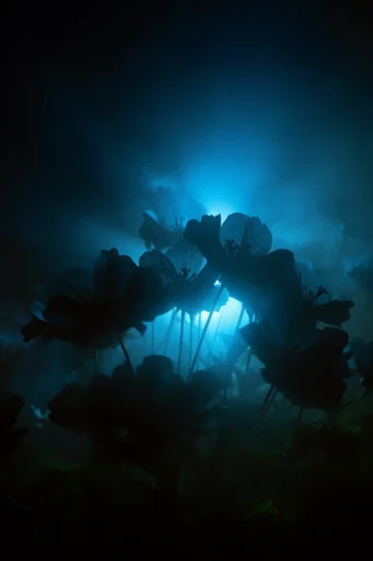 Cinematic Cyan Noir style reference image — deep indigo shadows