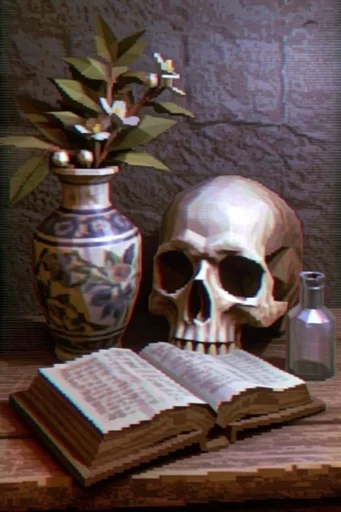 Analog Glitch Fantasy style reference image — low-poly 3D