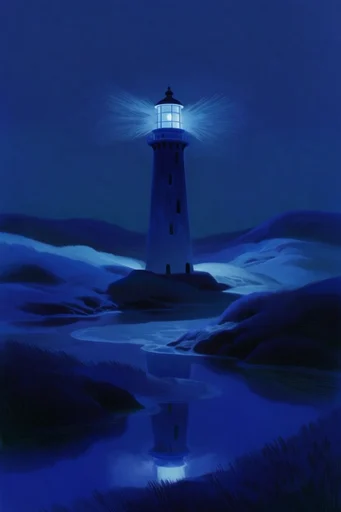 Nocturnal Cobalt Surrealism style reference image — grainy atmospheric texture