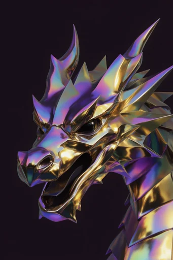 Prismatic Refraction Futurism style reference image — high-contrast reflective surfaces