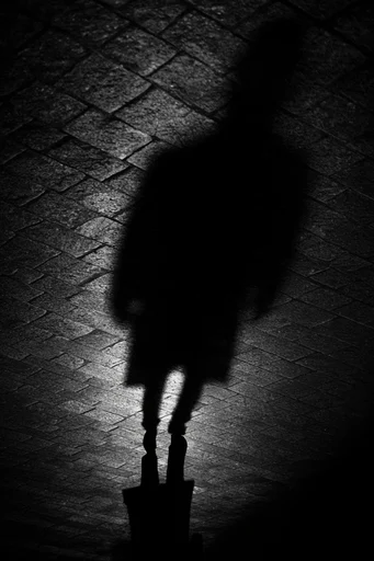 Monochrome Glitch Noir style reference image — analog signal degradation