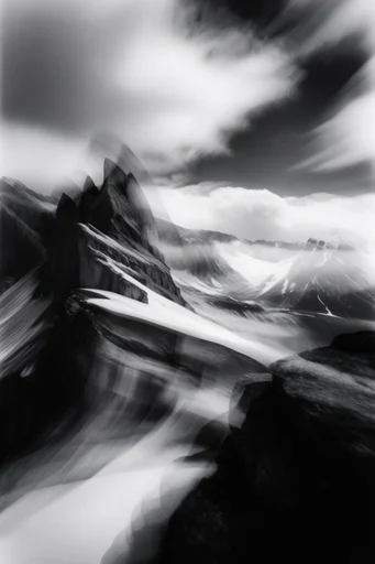 Haunting Kinetic Monochrome style reference image — high-contrast monochrome