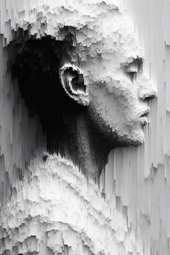 Monochrome Glitch Fragmentation moodboard — generate AI images in this style