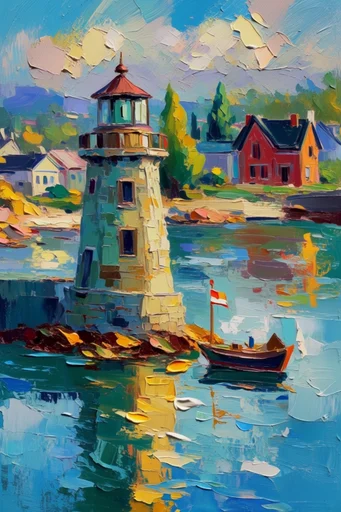 Luminous Impasto Impressionism style reference image — shimmering water reflections