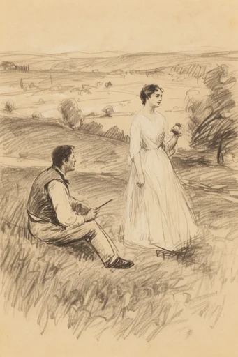 Timeless Monochromatic Sketch style AI image example 2