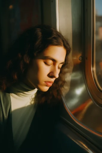 Amber Transit Nostalgia style reference image — warm amber and deep green palette