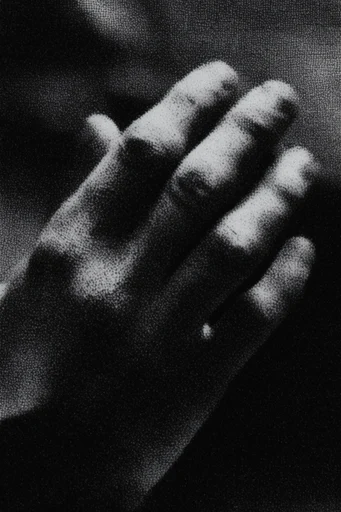 Gritty Monochromatic Noir style reference image — halftone dot pattern