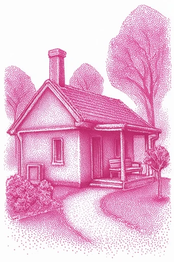 Monochromatic Magenta Engraving style reference image — vintage print aesthetic