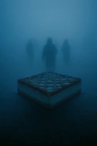 Monochromatic Teal Void style reference image — desolate landscape