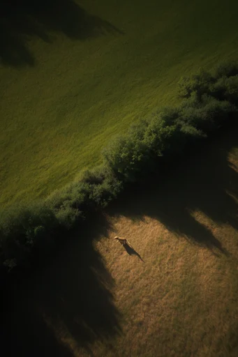 Chiaroscuro Pastoral Minimalism style reference image — dramatic golden hour lighting