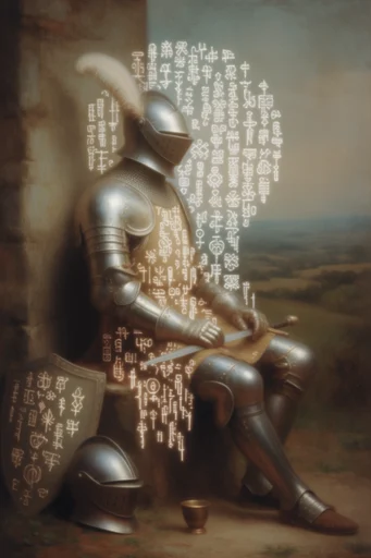Luminous Digital Archeology style reference image — surreal digital glitch