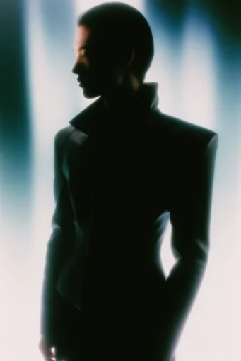 Ethereal Neon Silhouette style reference image — heavy film grain