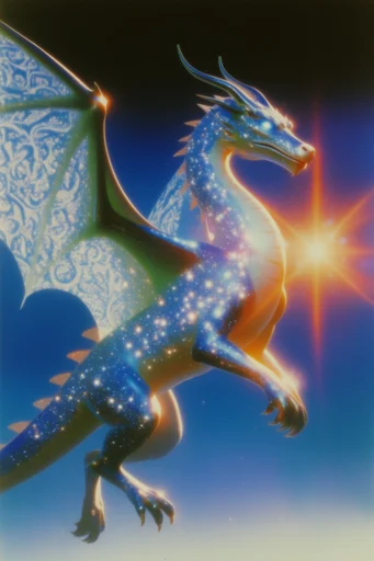 Prismatic Retro Cosmicism style reference image — twilight color gradient